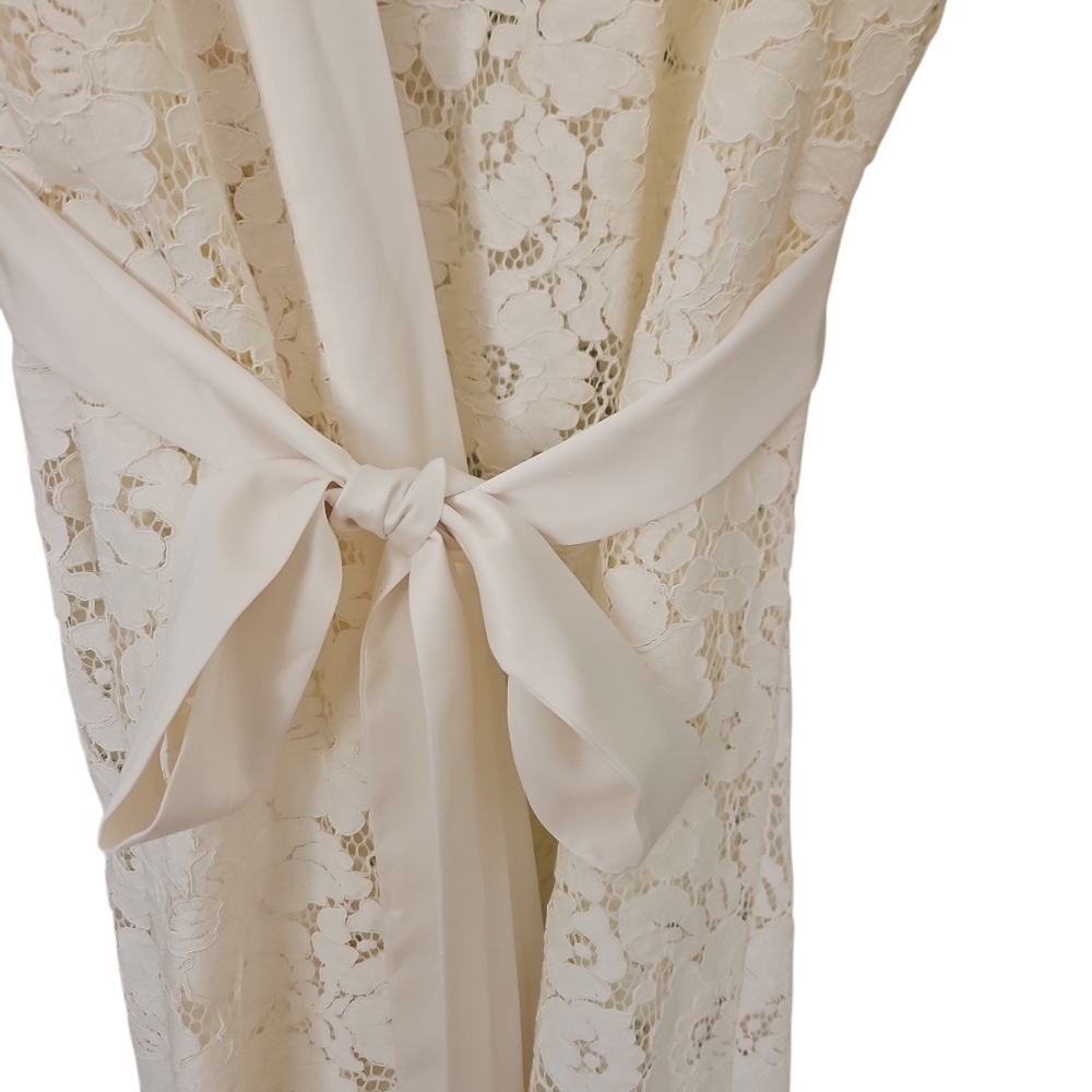 Soma Robe All Over Lace Size L/XL Ivory Satin Details Attached Belt - Picture 3 of 16